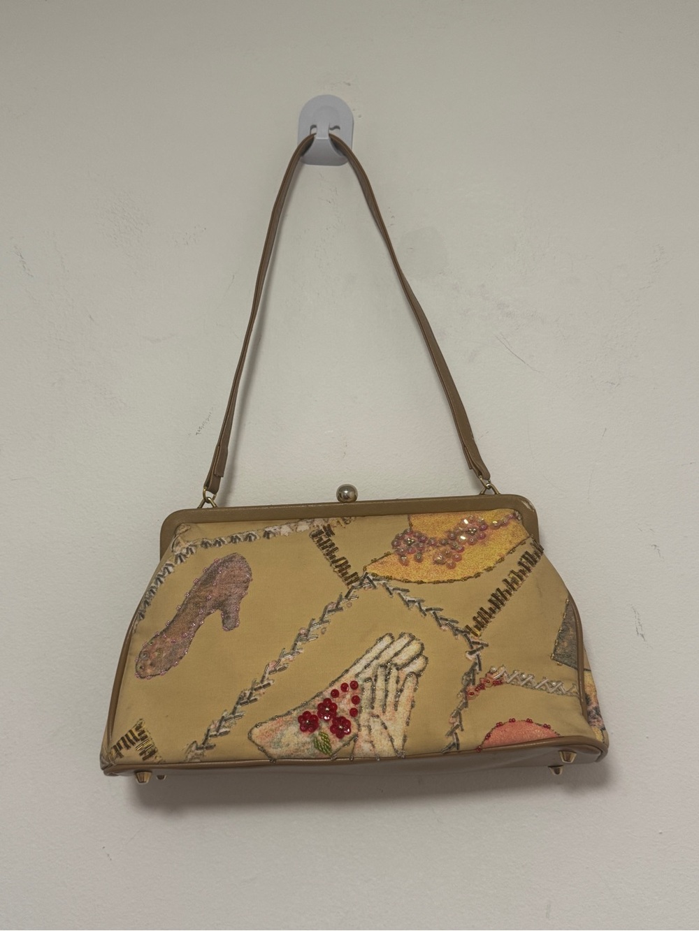 Vintage 1920s Inspired Beaded Frame Purse Art Deco Kiss Lock Shoulder Handbag - Picture 2 of 16